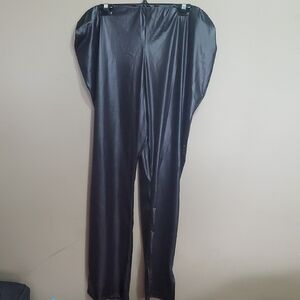 Nasty Gal Plus Wet Look Split Hem Black Pants Size US 20
